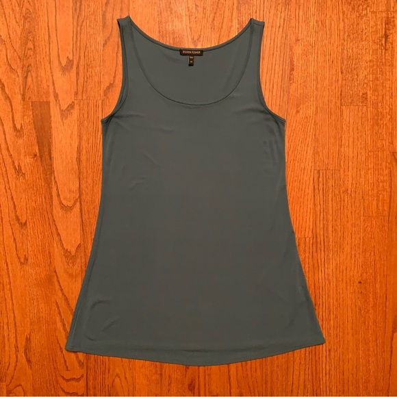 Eileen Fisher Linen Button Up Asymmetrical Cardigan Sweater with Silk Tank Top - Picture 11 of 16